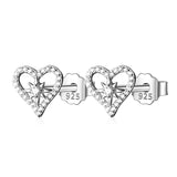 TrustDavis 925 Sterling Silver Love Star Stud Earrings
