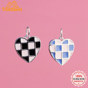 TrustDavis Sterling Silver Heart Pendant Necklace DIY Accessory