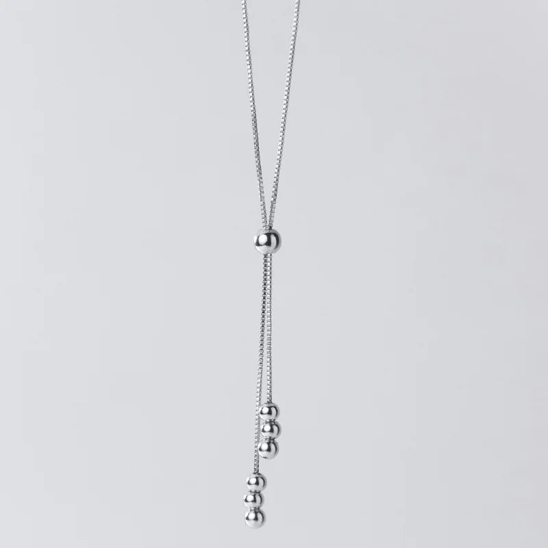 Davis 925 Silver Choker Beads Tassel Necklace Wedding Party Jewelry
