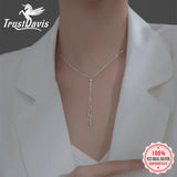 Davis 925 Silver Choker Beads Tassel Necklace Wedding Party Jewelry