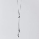 Davis 925 Silver Choker Beads Tassel Necklace Wedding Party Jewelry