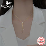 Davis 925 Sterling Silver Choker Necklace Beads Tassel CZ Women Wedding Jewelry