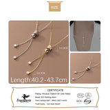 Davis 925 Sterling Silver Choker Necklace Beads Tassel CZ Women Wedding Jewelry