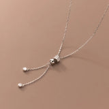 Davis 925 Sterling Silver Choker Necklace Beads Tassel CZ Women Wedding Jewelry