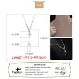 925 Silver Choker Necklace Star Cross Tassel CZ Women Wedding Jewelry