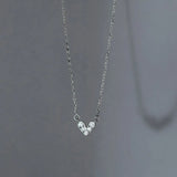 Davis 925 Sterling Silver Heart Zircon Necklace for Women