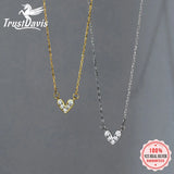 Davis 925 Sterling Silver Heart Zircon Necklace for Women