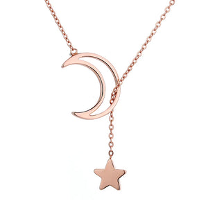 Real 925 Silver Clavicle Necklace Wedding Moon Star 925 Necklace Jewelry