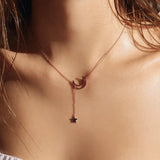 Real 925 Silver Clavicle Necklace Wedding Moon Star 925 Necklace Jewelry