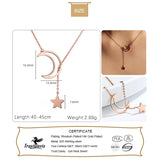 Real 925 Silver Clavicle Necklace Wedding Moon Star 925 Necklace Jewelry
