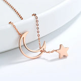 Real 925 Silver Clavicle Necklace Wedding Moon Star 925 Necklace Jewelry