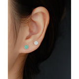TrustDavis 925 Sterling Silver Flower Star Stud Earrings For Girls