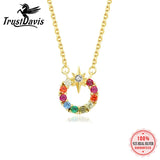 TrustDavis 925 Silver Star Charm Necklace for Women LB506