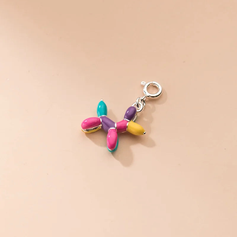 TrustDavis 925 Silver Balloon Dog Charm Pendant DIY Necklace Fine Jewelry