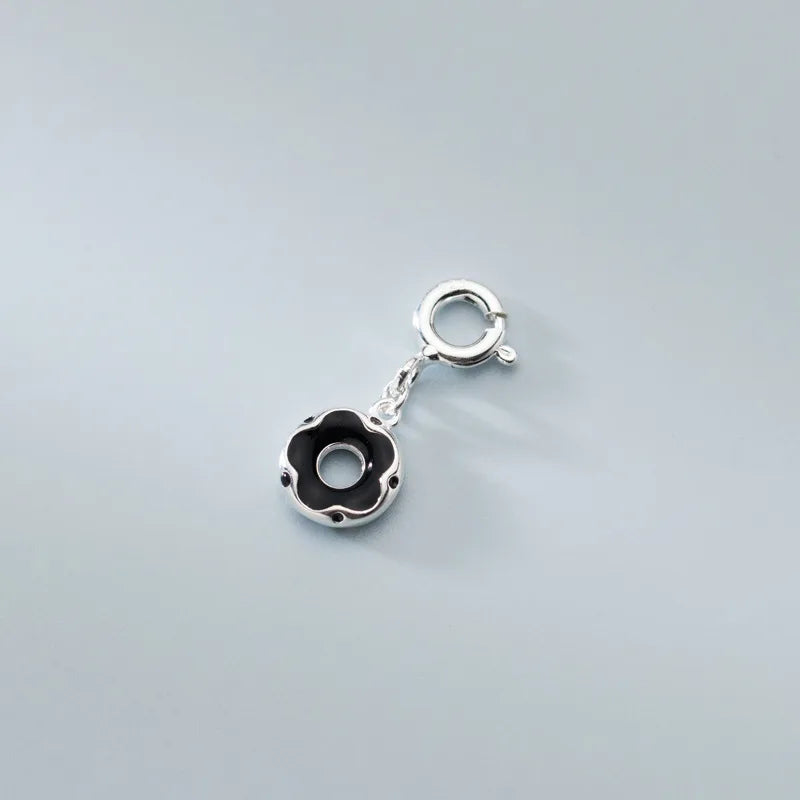 Davis 925 Sterling Silver Glaze Flower Pendant DIY Jewelry