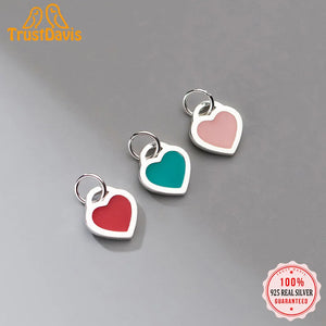 TrustDavis 925 Sterling Silver Heart Love Pendant DIY Necklace Bracelet Jewelry
