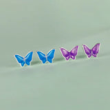 TrustDavis 925 Silver Butterfly Stud Earrings for Girls