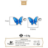 TrustDavis 925 Silver Butterfly Stud Earrings for Girls