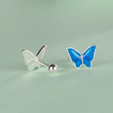 TrustDavis 925 Silver Butterfly Stud Earrings for Girls