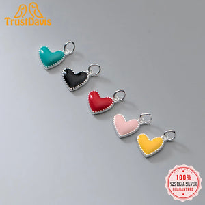 TrustDavis 925 Silver Love Heart Pendant DIY Necklace Bracelet Accessories
