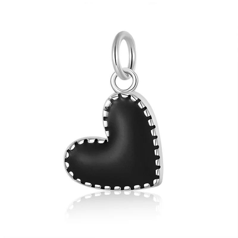 TrustDavis 925 Silver Love Heart Pendant DIY Necklace Bracelet Accessories