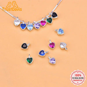 TrustDavis 925 Silver Zircon Heart Charm Pendant Jewelry Gift