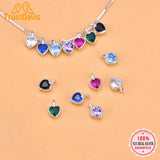 TrustDavis 925 Silver Zircon Heart Charm Pendant Jewelry Gift