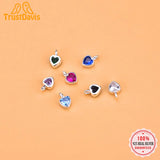 TrustDavis 925 Silver Zircon Heart Charm Pendant Jewelry Gift