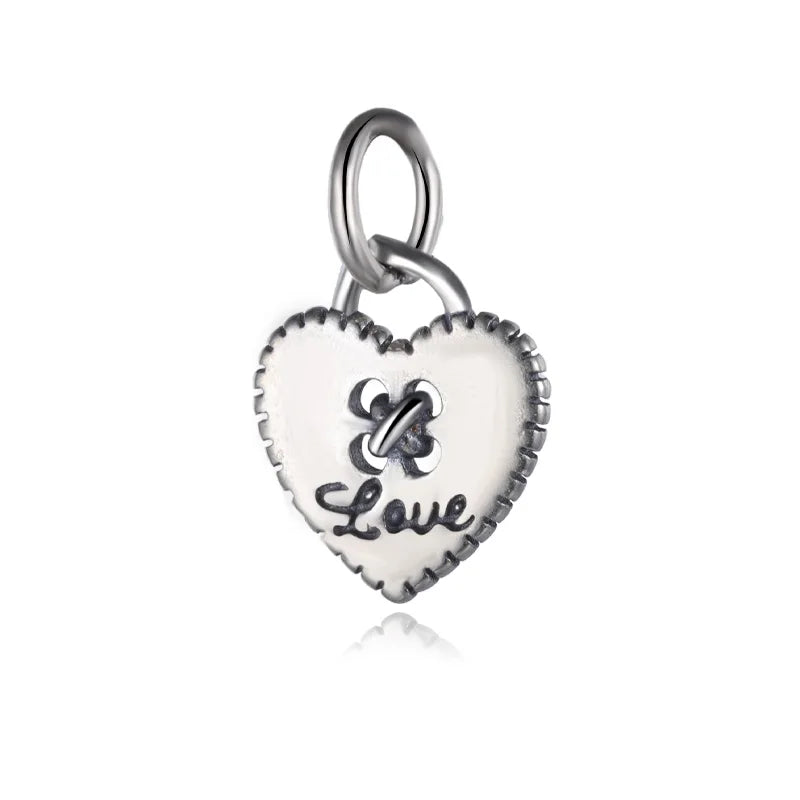 TrustDavis 925 Sterling Silver Heart Love Pendant for DIY Necklace Bracelet