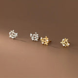 TrustDavis Cross Flower Stud Earrings 925 Silver Women Wedding Party Jewelry