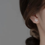 TrustDavis Cross Flower Stud Earrings 925 Silver Women Wedding Party Jewelry
