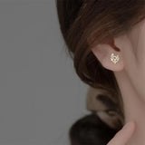 TrustDavis Cross Flower Stud Earrings 925 Silver Women Wedding Party Jewelry