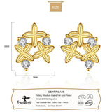 TrustDavis Cross Flower Stud Earrings 925 Silver Women Wedding Party Jewelry
