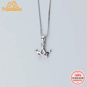 TrustDavis 925 Silver Crown Pendant DIY Necklace Bracelet CZ S925 Jewelry HY570