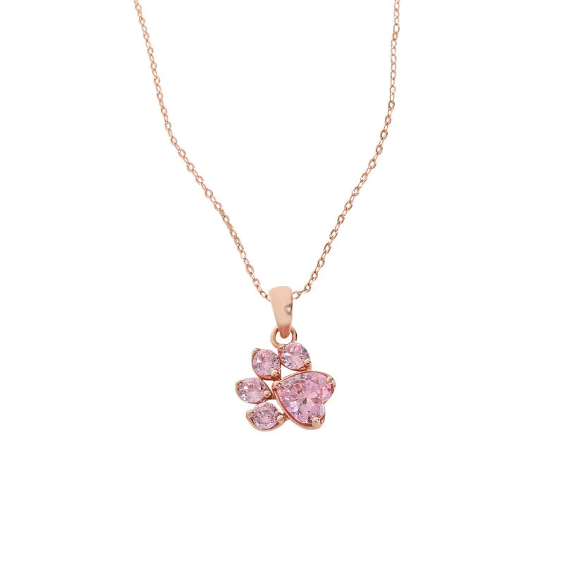TrustDavis 925 Silver Cat Zircon Necklace Women Lady Charm Party Gift