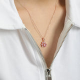 TrustDavis 925 Silver Cat Zircon Necklace Women Lady Charm Party Gift