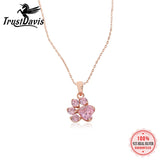 TrustDavis 925 Silver Cat Zircon Necklace Women Lady Charm Party Gift