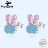 925 Silver Rabbit Charm Stud Earrings For Girls Birthday Gift