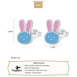 925 Silver Rabbit Charm Stud Earrings For Girls Birthday Gift