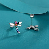 Dragonfly CZ Sterling Silver Stud Earrings for Teens