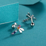 Dragonfly CZ Sterling Silver Stud Earrings for Teens