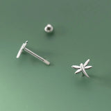 925 Silver Insect Dragonfly Stud Earrings For Girls DG0179