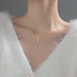 Davis 925 Sterling Silver Dinosaur Green CZ Choker Necklace For Women