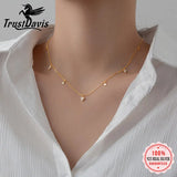 TrustDavis 925 Sterling Silver Water Drop Necklace for Women Girls Party