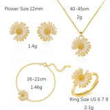 925 Sterling Silver Daisy Jewelry Set For Women Office Lady