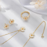 925 Sterling Silver Daisy Jewelry Set For Women Office Lady