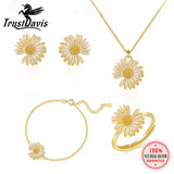 925 Sterling Silver Daisy Jewelry Set For Women Office Lady