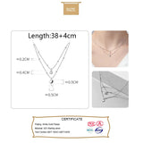 925 Silver Double Beads Chain Star Heart CZ Choker Necklace
