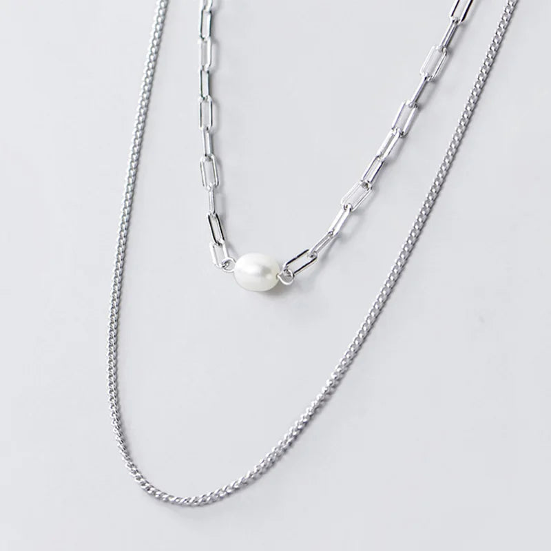 TrustDavis 925 Silver Pearl Choker Necklace Women Wedding Party S925 Jewelry