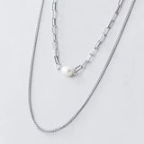 TrustDavis 925 Silver Pearl Choker Necklace Women Wedding Party S925 Jewelry